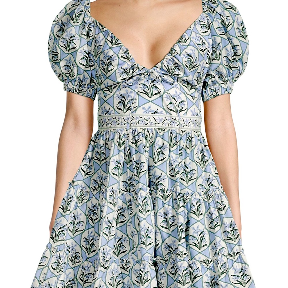 NEW W TAGS! Agua by Agua Bendita: Alegria Manzanilla Puff Sleeve tiered dress!